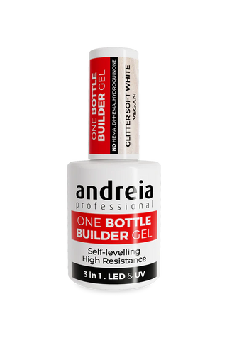 One Bottle Builder Gel 3 en 1  Soft White Pailleté - Basse Viscosité