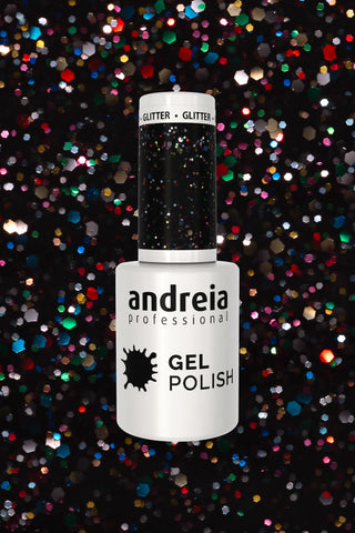 Gel Polish 244 Noir avec Glitter multicolore - 10,5ml
