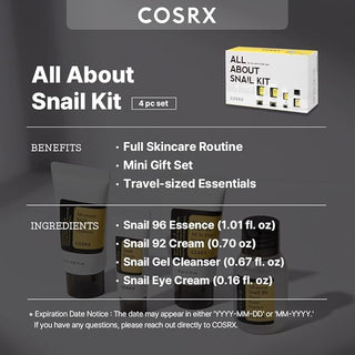 All About Snail Korean Skincare TSA Approved Travel Size Gift Set - 4 steps