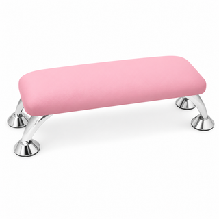 Repose-main rose pour manucure sur pieds en acier chromé