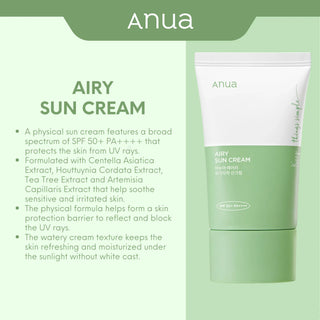 Airy Sun Cream Sunscreen - SPF 50+ PA++++ - 50ml