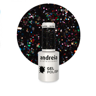 Gel Polish 244 Noir avec Glitter multicolore - 10,5ml
