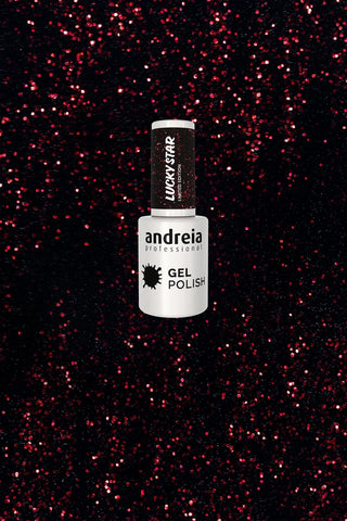 Gel polish - Ed.Lim Lucky Star - LS6 – Noir avec paillettes rouges - 10,5 ml