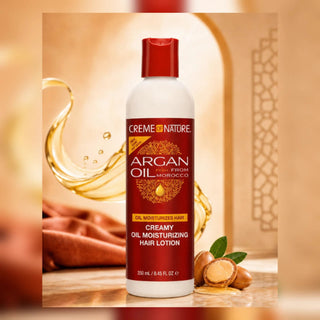 Argan Oil - Lotion sans rinçage hydratante & anti-frizz - 250 ml | Creme of Nature La Réunion