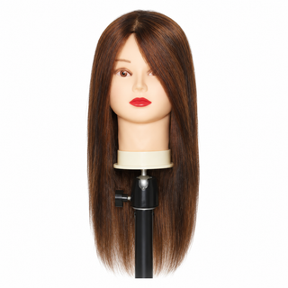Tête mannequin femme – Cheveux naturels châtains