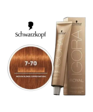 IGORA ROYAL Absolutes & SilverWhite - Coloration permanente - 60ml - 7.70 - Blond Moyen Cuivré Naturel