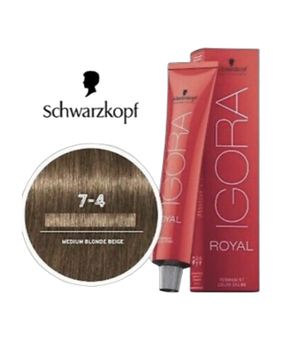 IGORA ROYAL - coloration permanente - 60ml - 7.4 - Blond Moyen Beige