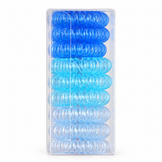 Élastiques spirale pour cheveux – Boîte de 9 – Bleu