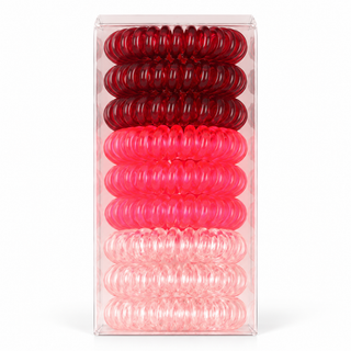 Élastiques spirale pour cheveux – Boîte de 9 – Rose