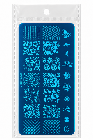 Plaque de stamping WW-007 – Fleurs et résille